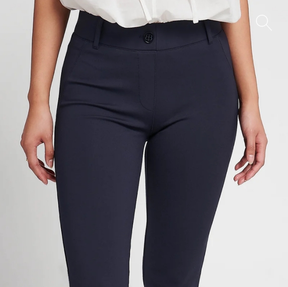 Betabrand Women's Classic Straight Leg Pullon Pants Navy Size Medium Petite - Picture 2 of 16